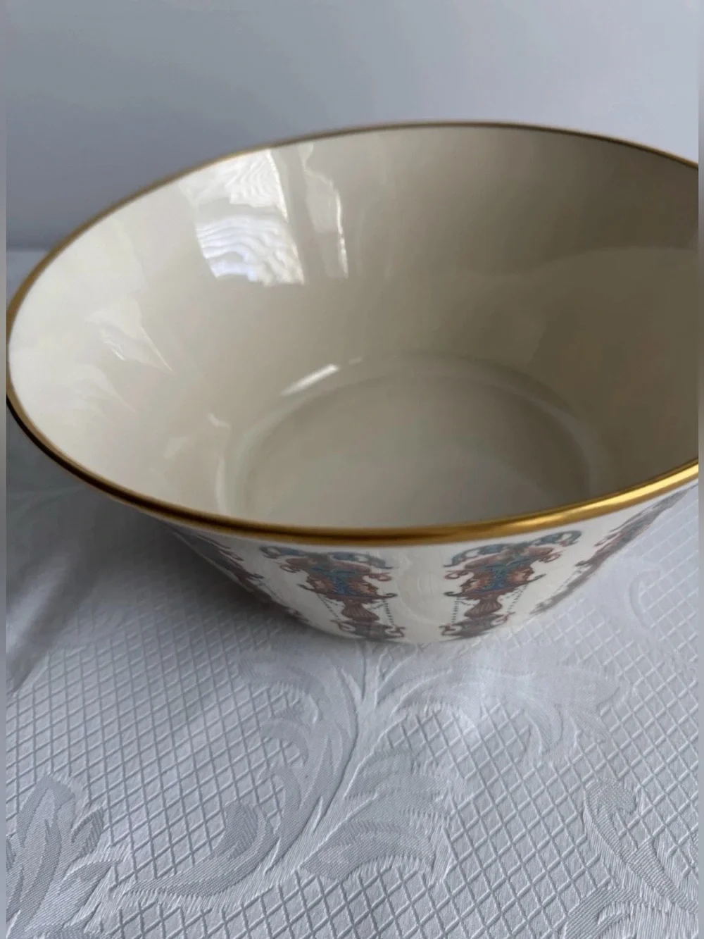 Lenox Lido 10.5” Serving Bowl – Turquoise & 24K Gold Trim
